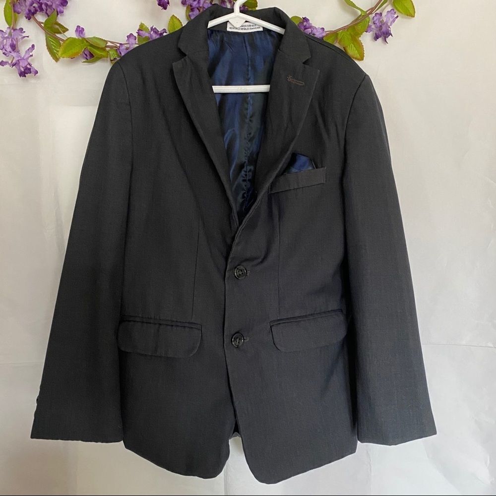 Black/Charcoal Boys Blazer solid, chest pocket